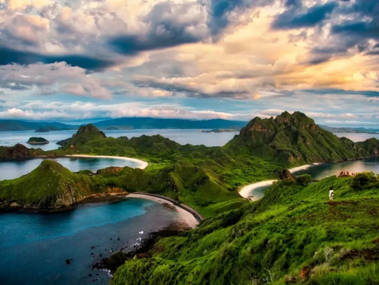 Aerial view of Padar Island on a boat trip from Bali to Komodo